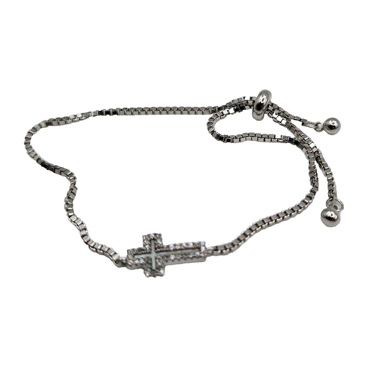 925 Sterling Silver Cross Adjustable Bracelet