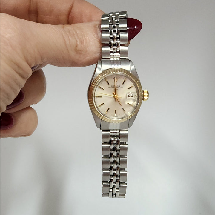 Vintage Rolex Oyster Perpetual date with champagne Dial 18k Jubilee Bracelet yellow gold two tone Ref 6917