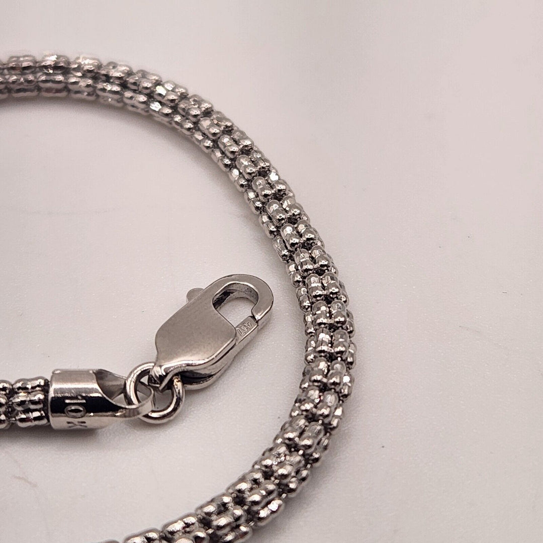 10k White Gold Snake Fashion Bracelet 8"