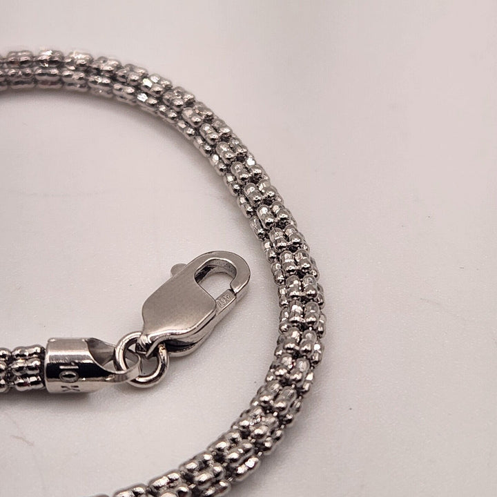 10k White Gold Snake Fashion Bracelet 8"