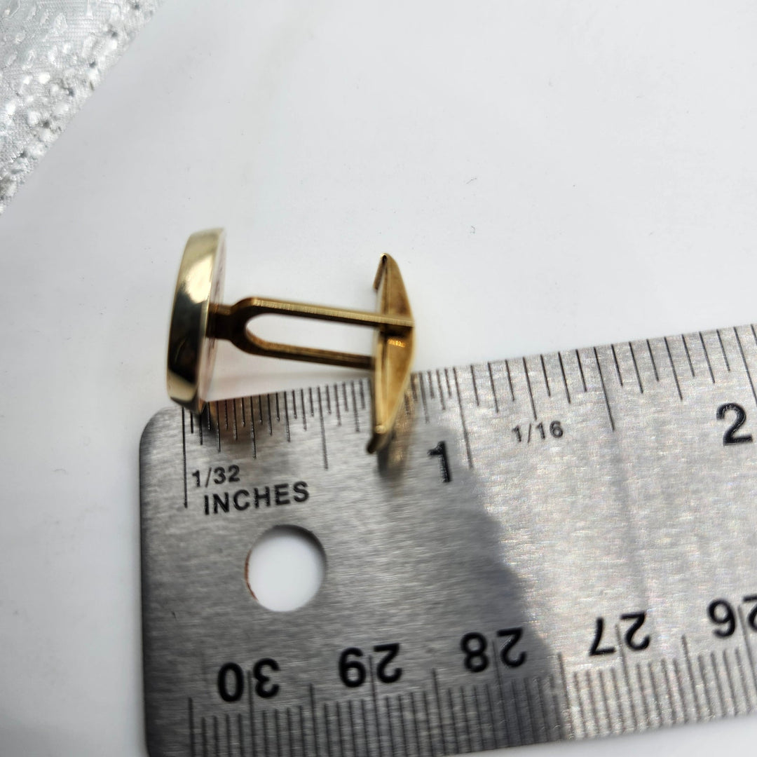 Vintage Solid 14K Yellow Gold Round Disc Cufflinks Hollow 8.0g Classic Formal