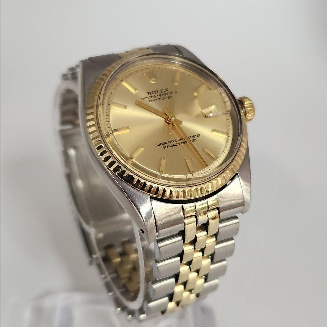 Vintage Rolex Datejust 36 Mm Ref 1601 Two Tone SS & 18K Jubilee Champagne Dial