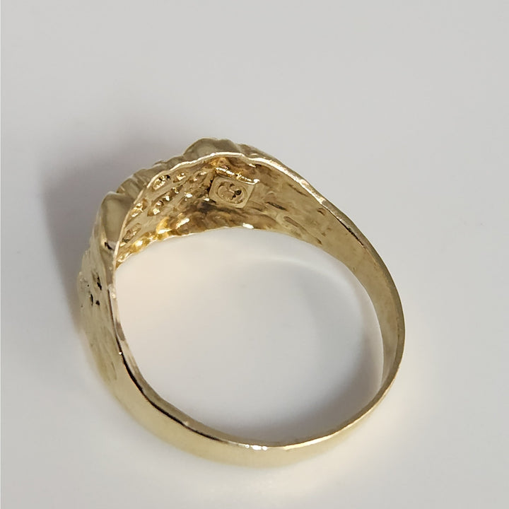 10K Yellow Gold Textured Nugget Ring Size 7.25