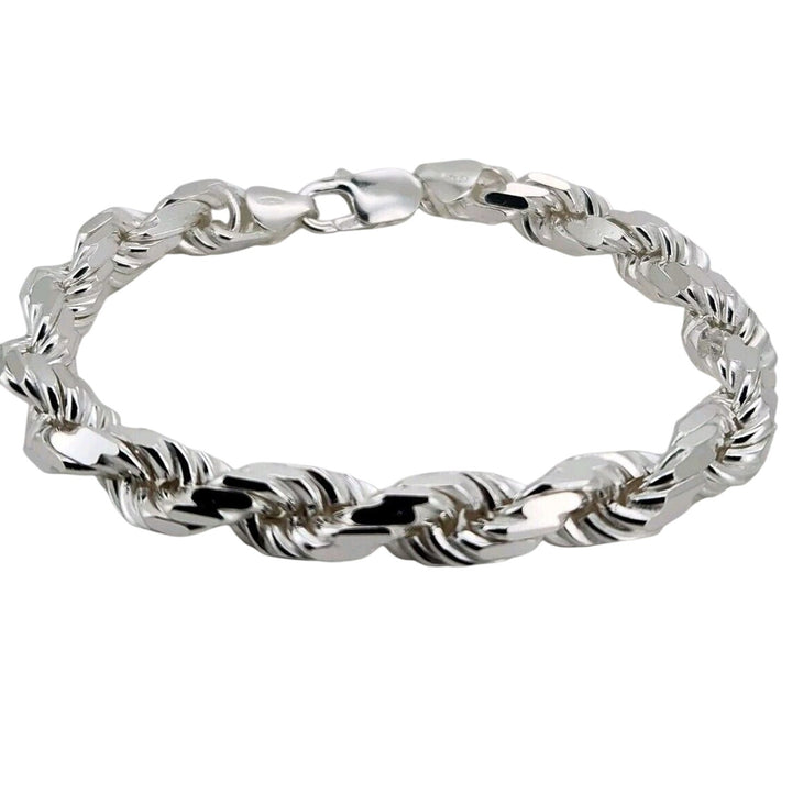 Thick 925 sterling silver Rope Chain bracelet 8"
