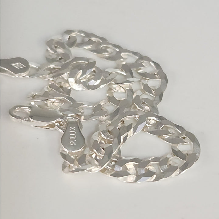 Elegant 925 sterling silver curb Cuban bracelet 8"