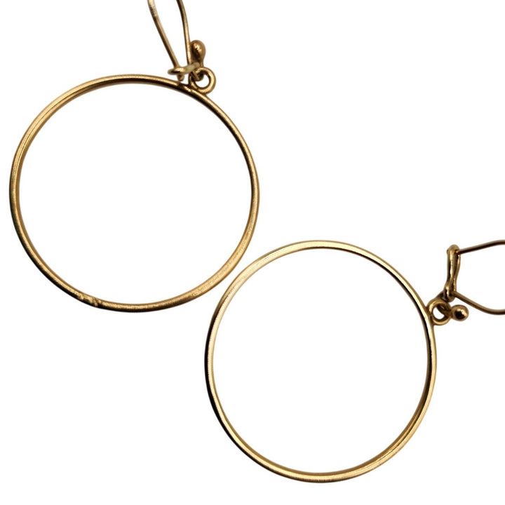 9k Yellow Gold Hoop Drop Earrings, 3.0g