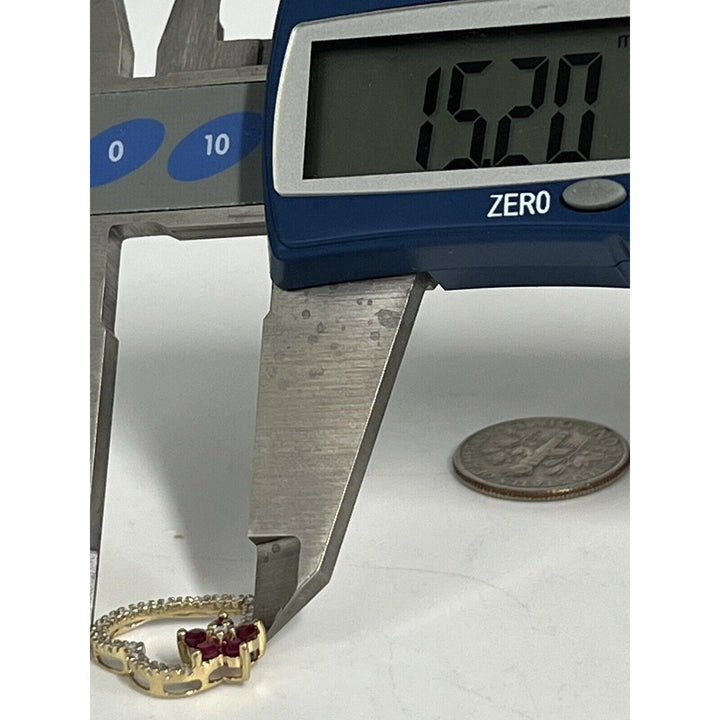 Gorgeous 10k Yellow Gold Ruby And Diamond Pendant