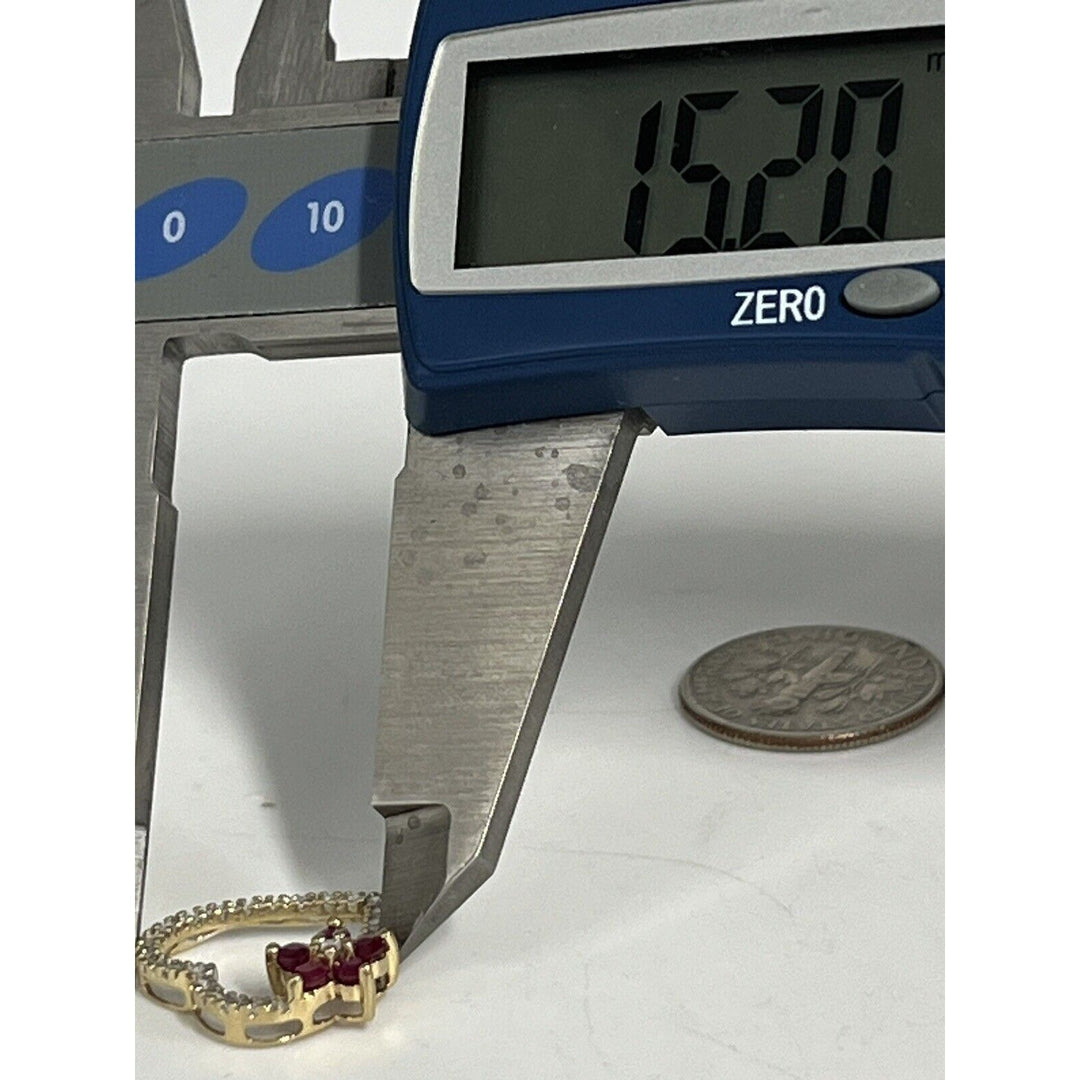 Gorgeous 10k Yellow Gold Ruby And Diamond Pendant