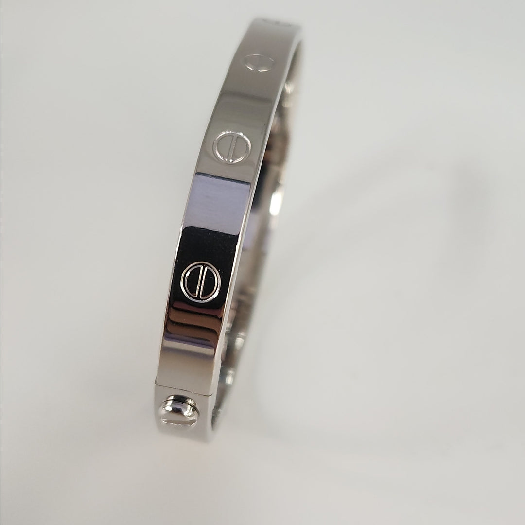 925 Sterling Silver Love Screw Bangle Bracelet Size 6.5 "