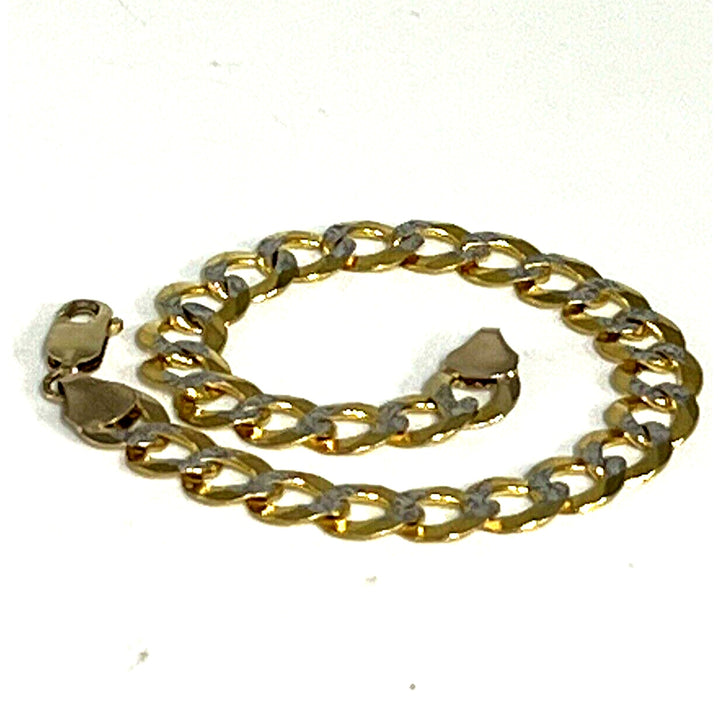 Beautiful 10k Two-Tone Gold Diamond Cut Cuban Link Bracelet 11.5g