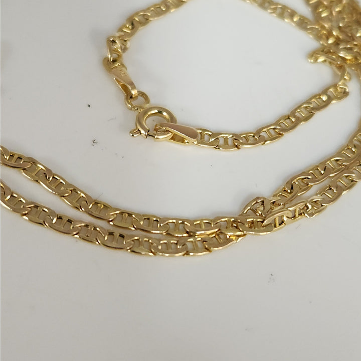 10K Yellow Gold Mariner Link Chain Necklace 20"