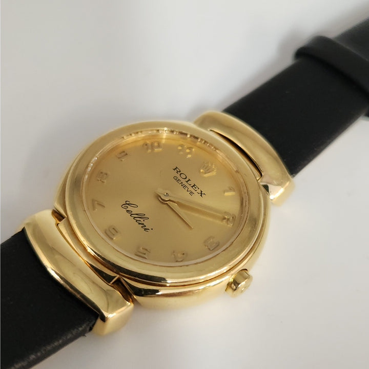 Vintage Rolex Cellini Ref.6621 18k Yellow Gold Ladies Watch-Aftermarket Strap