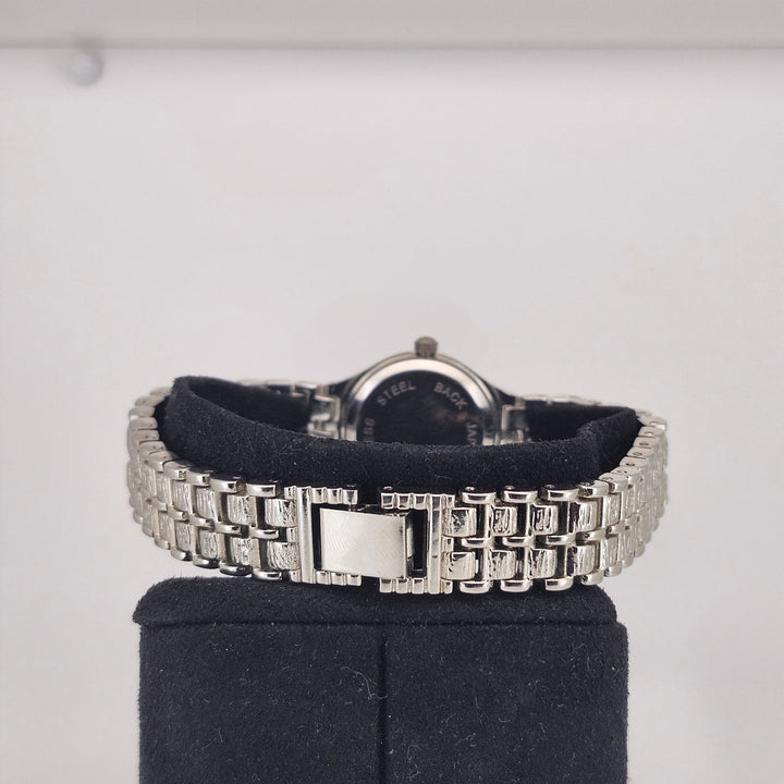 Charisma Women's Silver Tone Japan Movt Quartz Watch Metallic Blue Dial Link