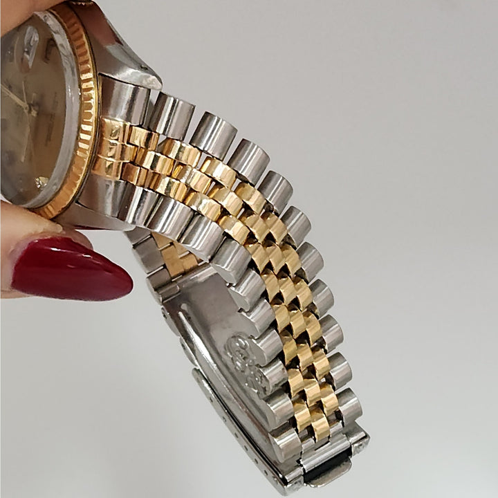 Rolex Datejust 36MM Two Tone 18k Yellow Gold & SS Bracelet Diamond Dial Watch