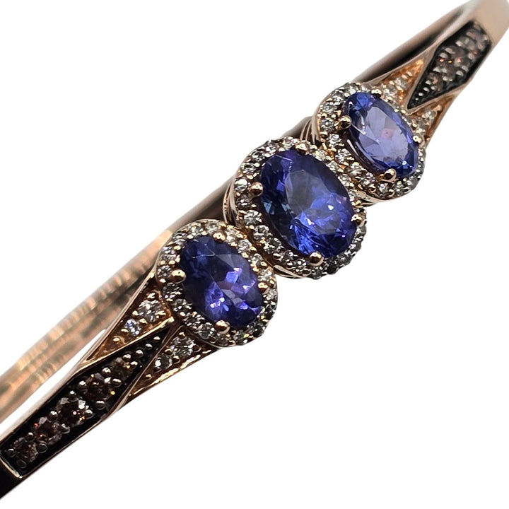 Le Vian 14K Rose Gold Natural Blue Gemstone & Diamond Bangle Bracelet 12.6g