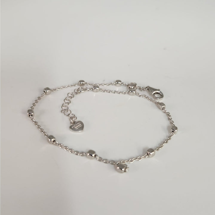 925 Sterling Silver Beaded Adjustable Anklet 10"
