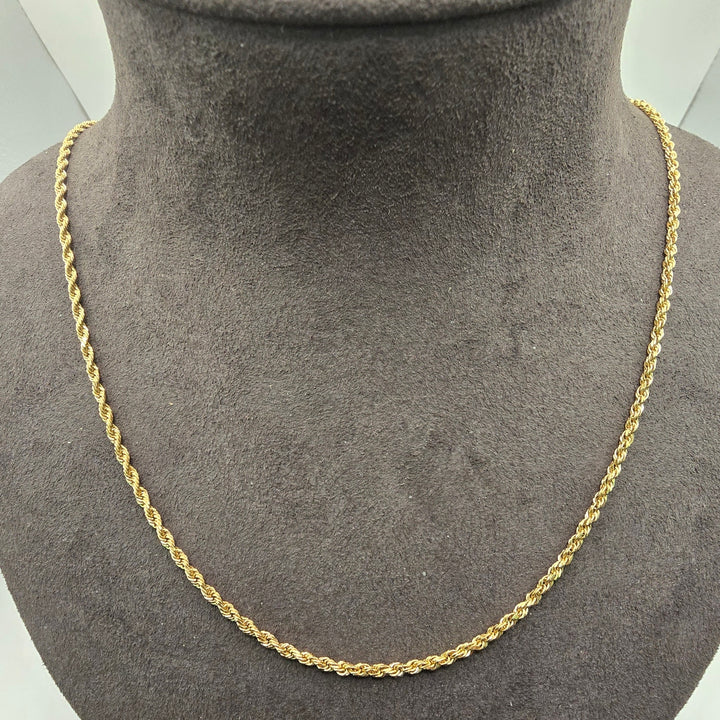 14K Yellow Gold Rope Chain Necklace 2.34mm 12.6g 585 Peru