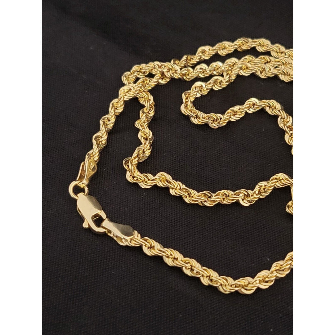 14k Gold Very Shiny Rope Chain Necklace, 20in With 12.6g Of Gold