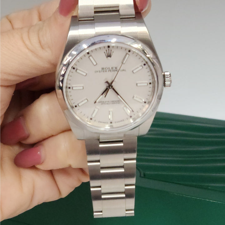 Rolex Oyster Perpetual 39 MM White Dial Ref. 114300 Stainless, Box & Papers 2020