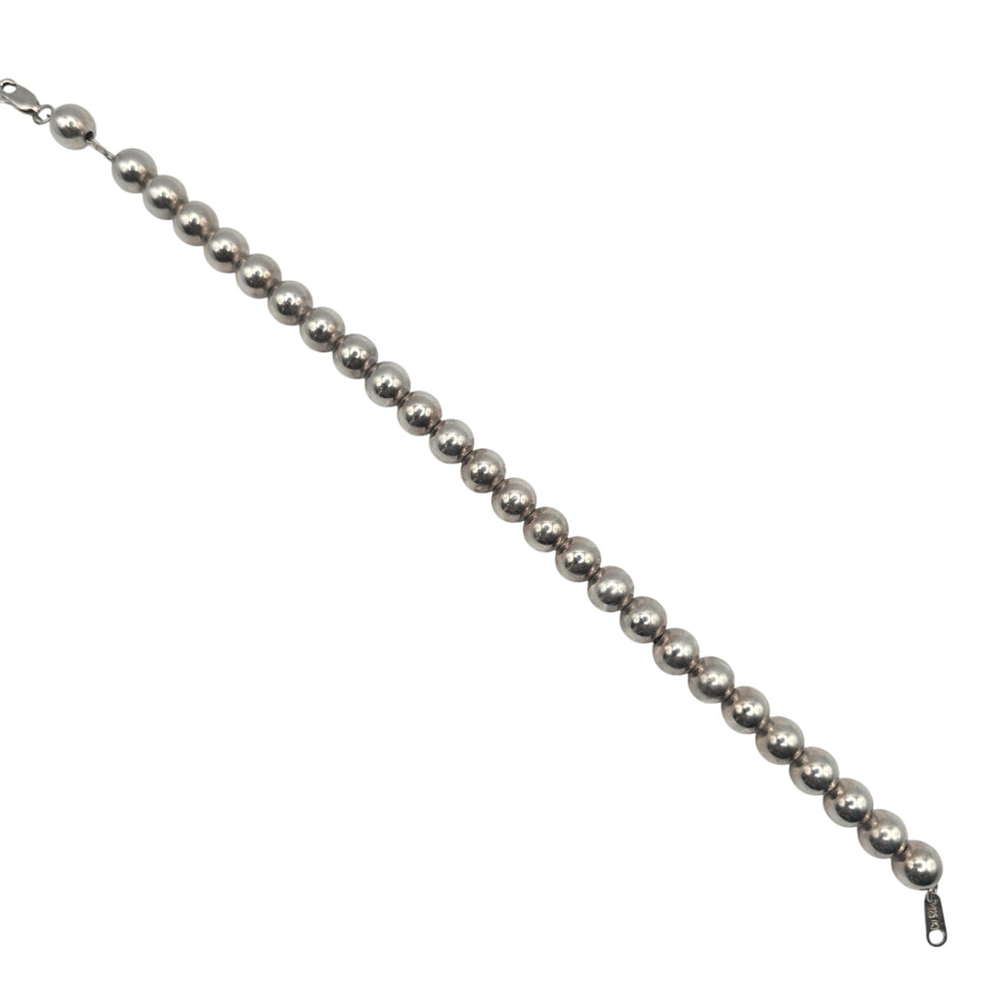 Handmade 925 Sterling Silver Beaded Bracelet 8.5" 13.6g