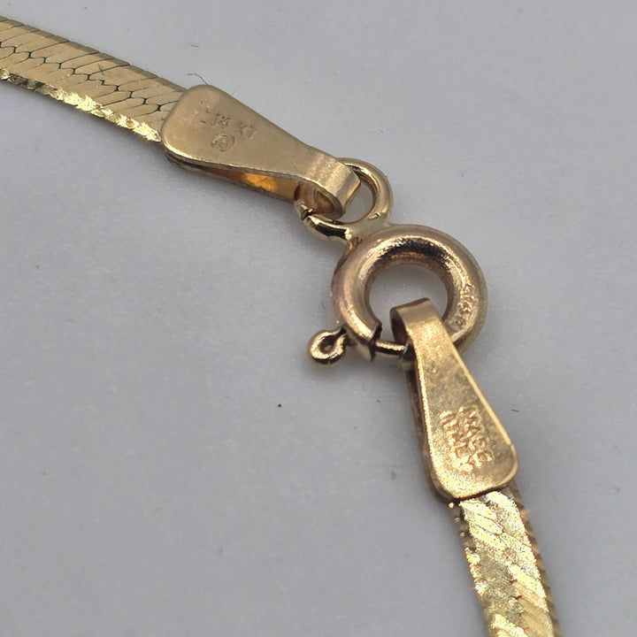 14K Yellow Gold Herringbone Chain Bracelet 7" 1.5g Italy