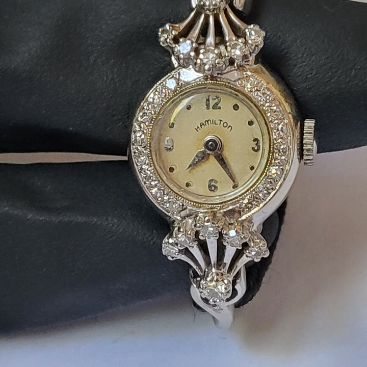 Vintage Hamilton Watch with Diamonds 14k gold