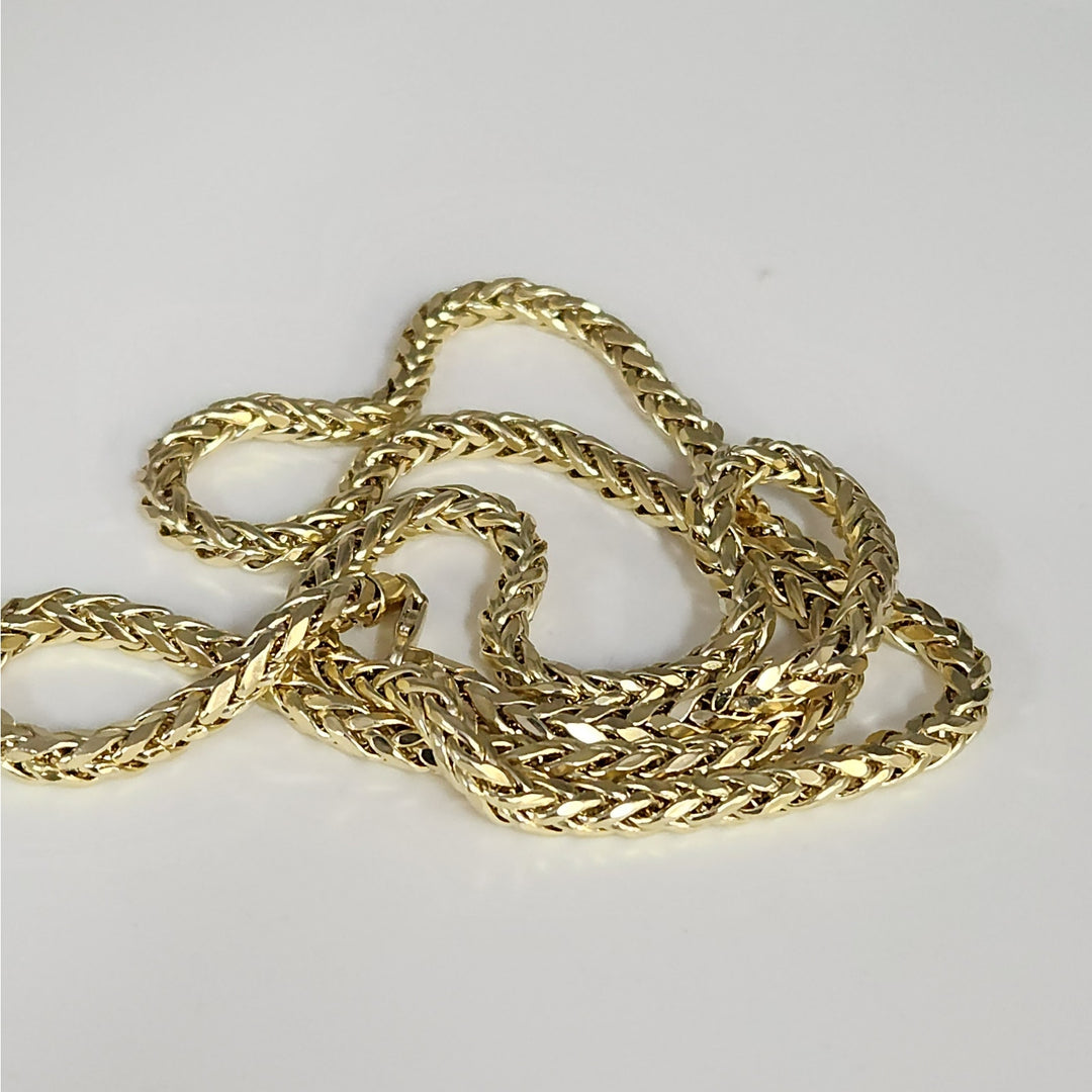 Genuine 10k Yellow Gold Wheat Link Necklace 24"