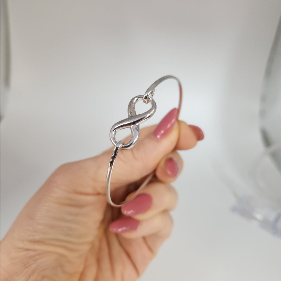 925 Sterling Silver Infinity Bangle Bracelet