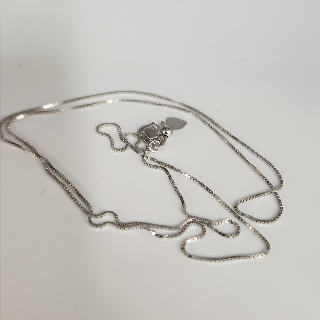 10k White Gold 0.8mm Adjustable Box Chain 22"