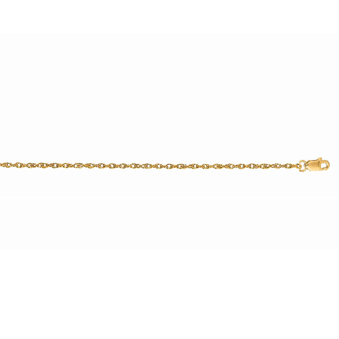 14K Gold 1.0mm Machine Rope Chain (Carded)