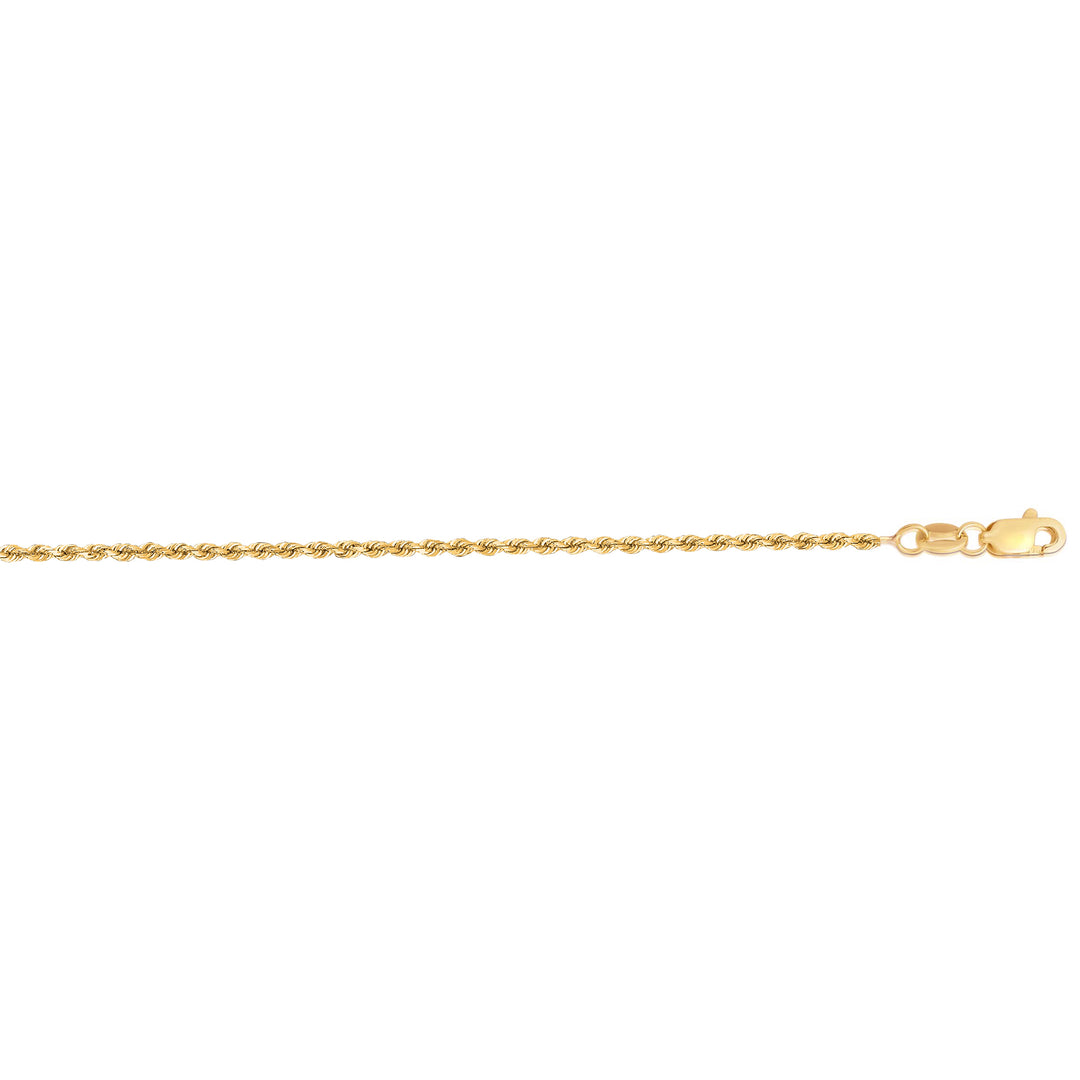 14K Gold 20"" 1.4mm Diamond Cut Royal Rope Chain