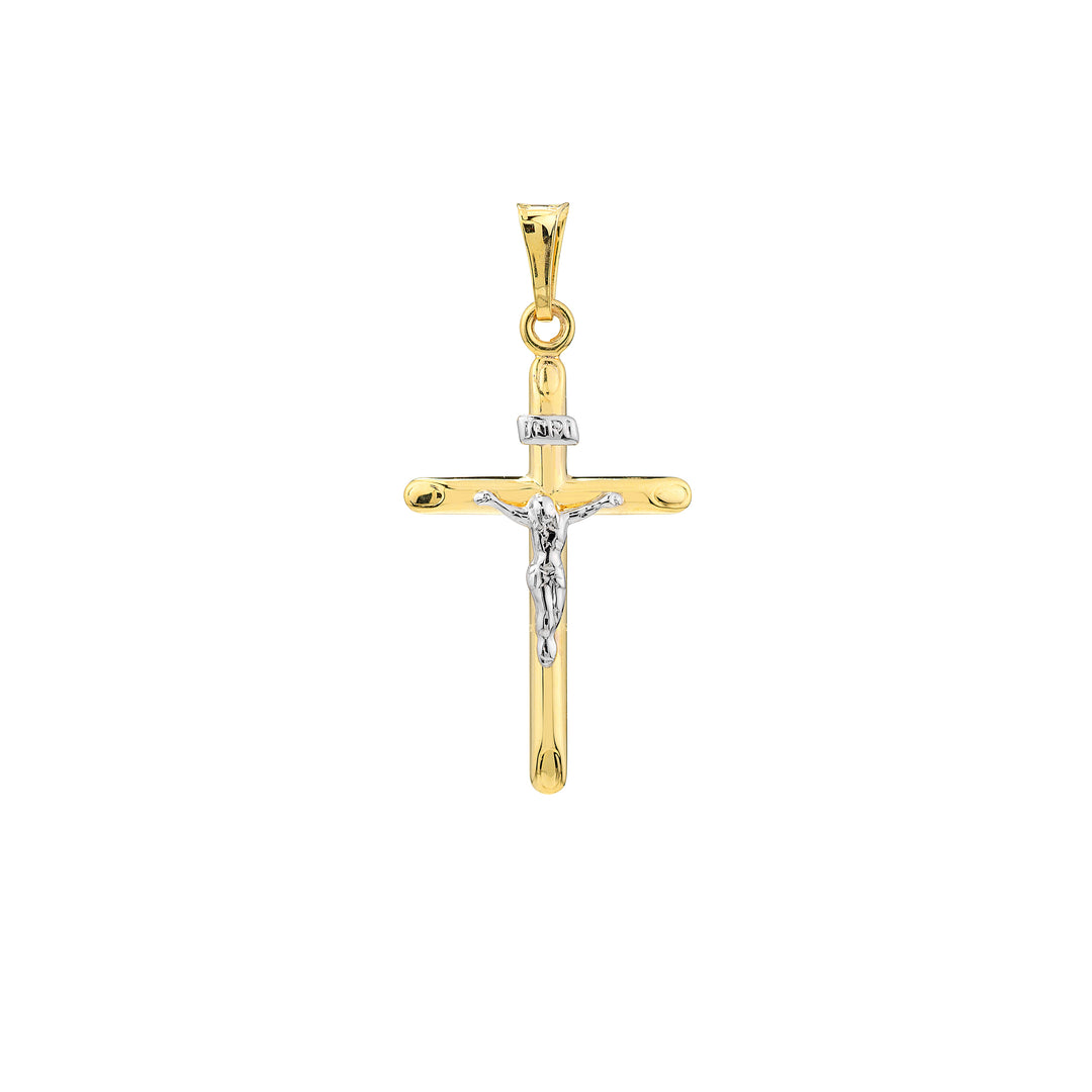 Two-Tone Hollow Crucifix Pendant