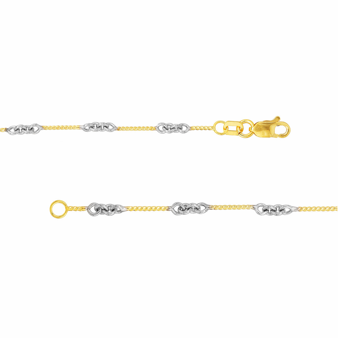 0.8mm Two-Tone Designer Twist Chain with Lobster Lock