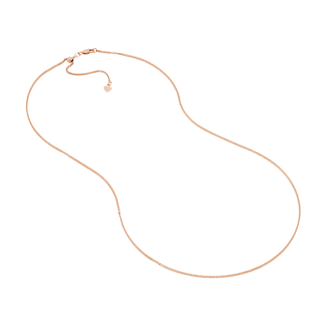 1.25mm Square Wheat Chain with Slider Bead