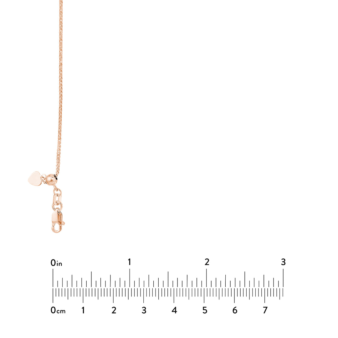 1.25mm Square Wheat Chain with Slider Bead
