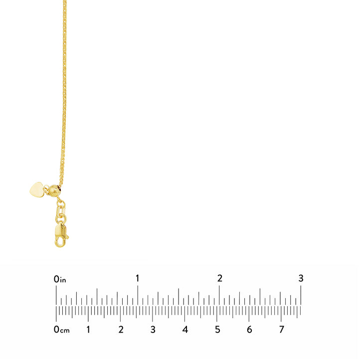 1.25mm Square Wheat Chain with Slider Bead