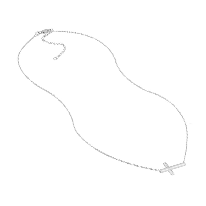 Sterling Silver E2W Small Sideways Cross Necklace