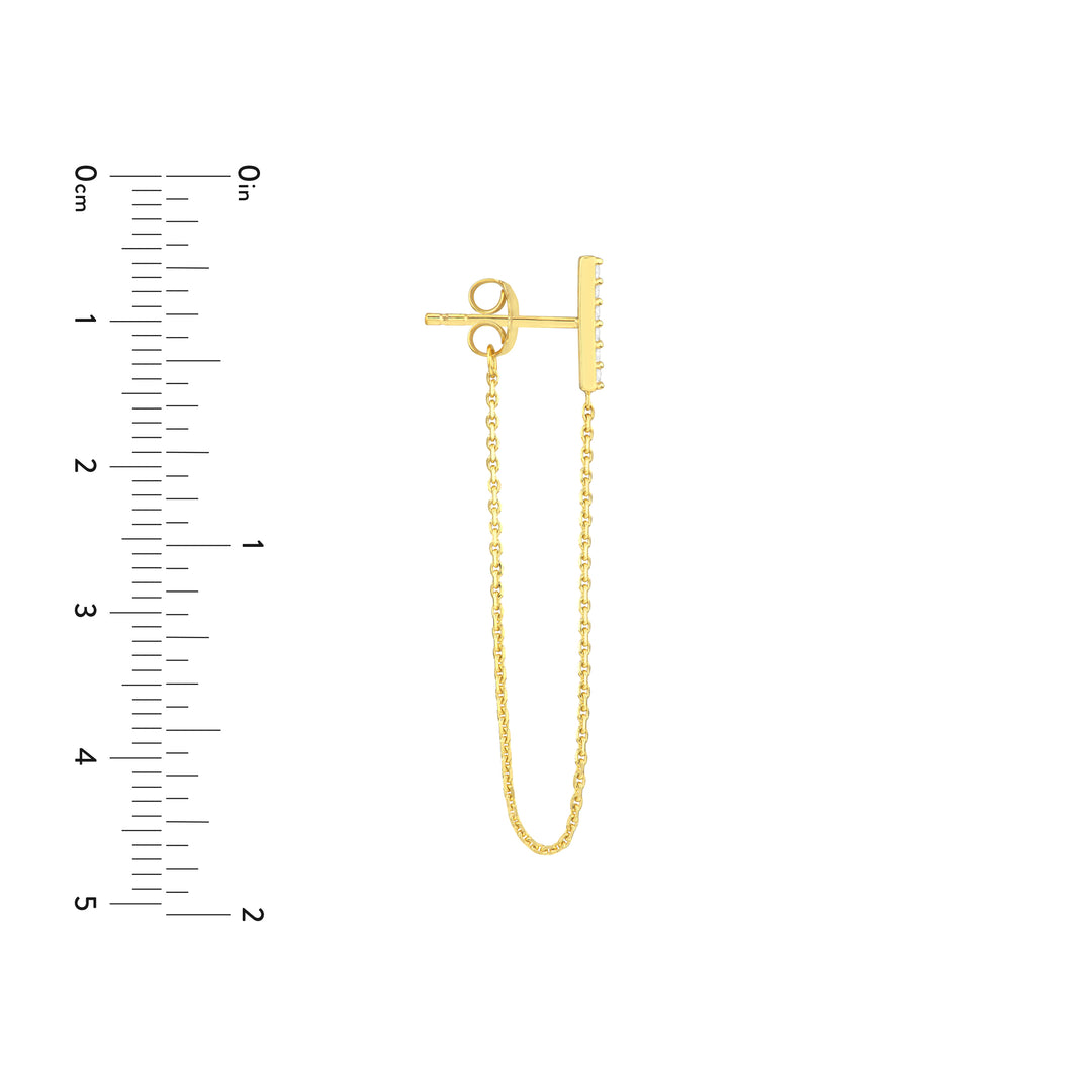 Front to Back CZ Staple Bar Earrings