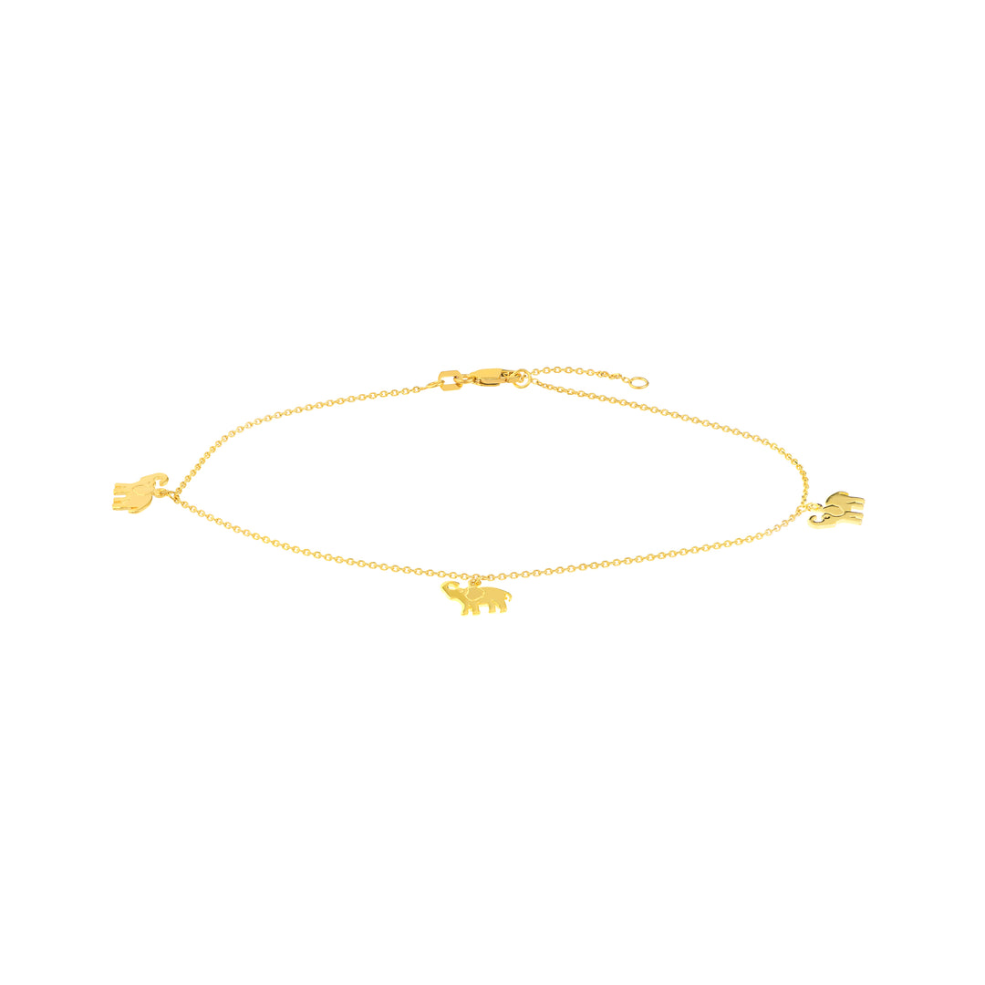 Elephant Trio Adjustable Anklet