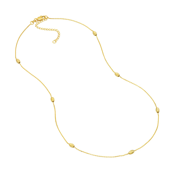 Moon Cut Bead Stations Adjustable Necklace