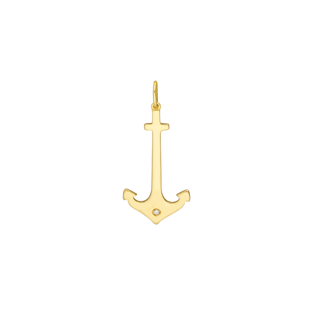 Anchor Pendant with 1pt Diamond