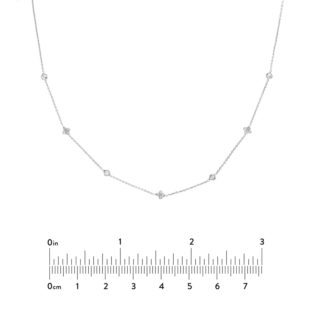 Diamond Bezel and Cluster Stations Necklace