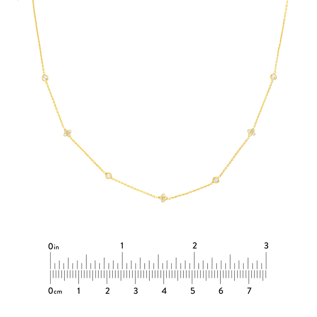 Diamond Bezel and Cluster Stations Necklace