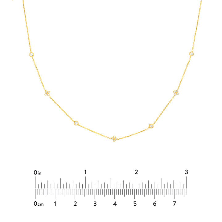 Diamond Bezel and Cluster Stations Necklace