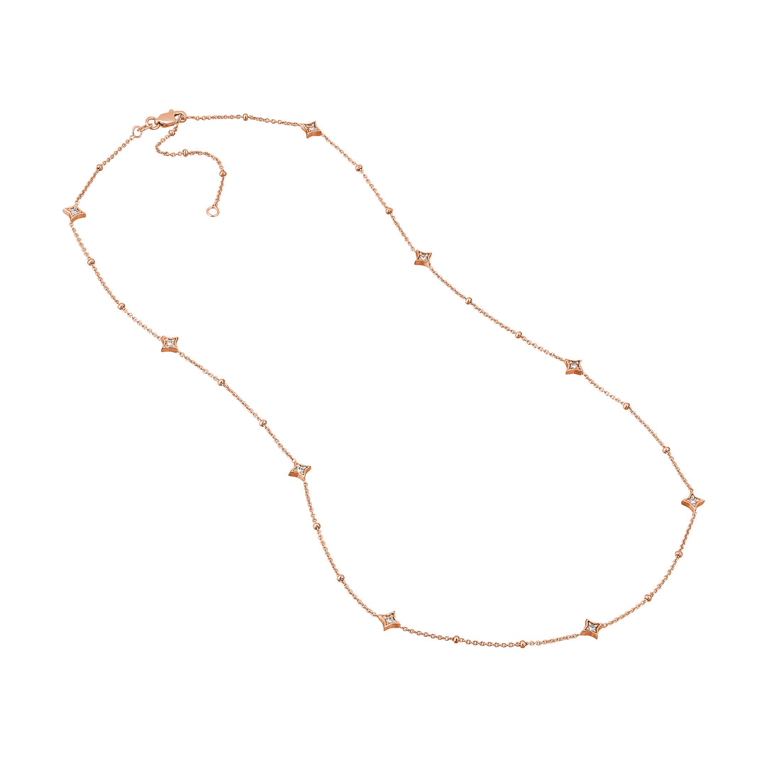 Diamond Star Bezels and Beads Necklace