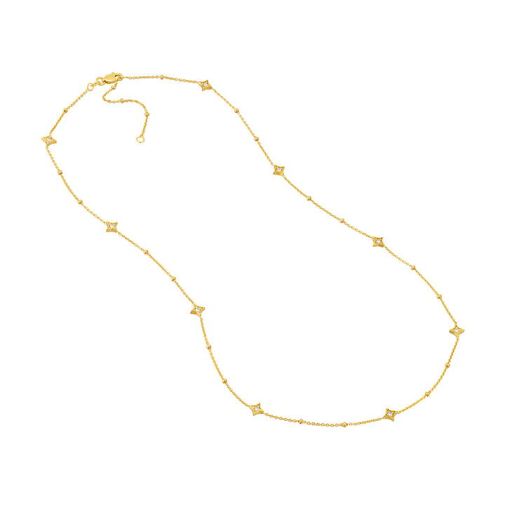 Diamond Star Bezels and Beads Necklace