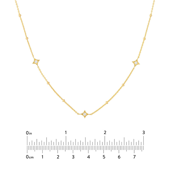 Diamond Star Bezels and Beads Necklace