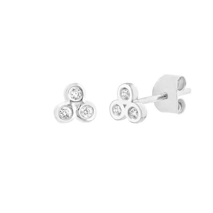 1/10tcw Diamond Trinity Stud Earrings