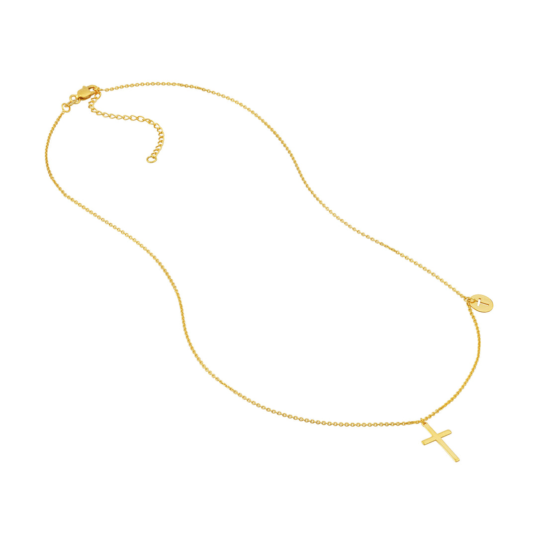 Cross Necklace with Cutout Cross Disc Dangle