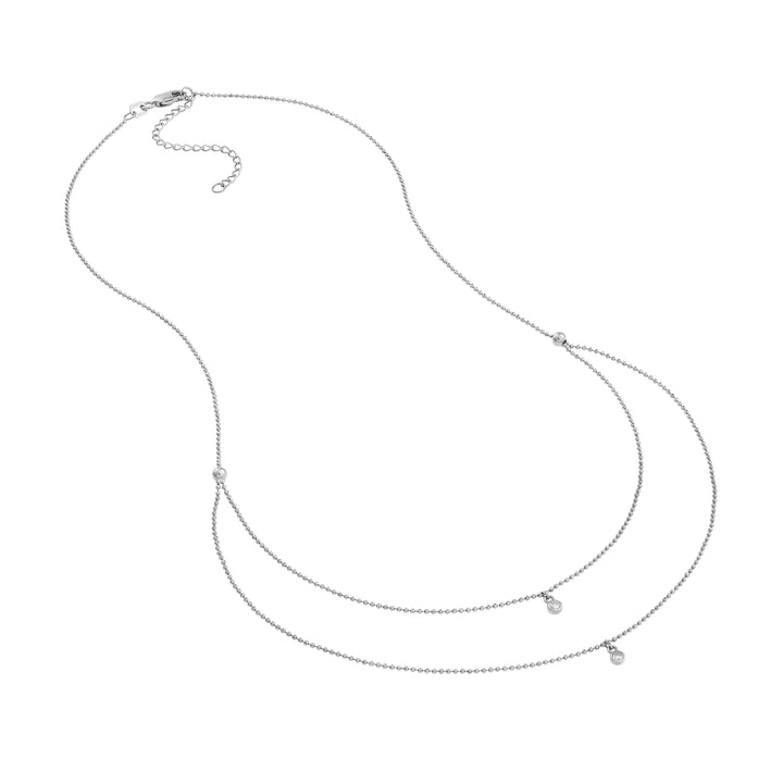 Diamond Drops Necklace on D/C Bead Chain